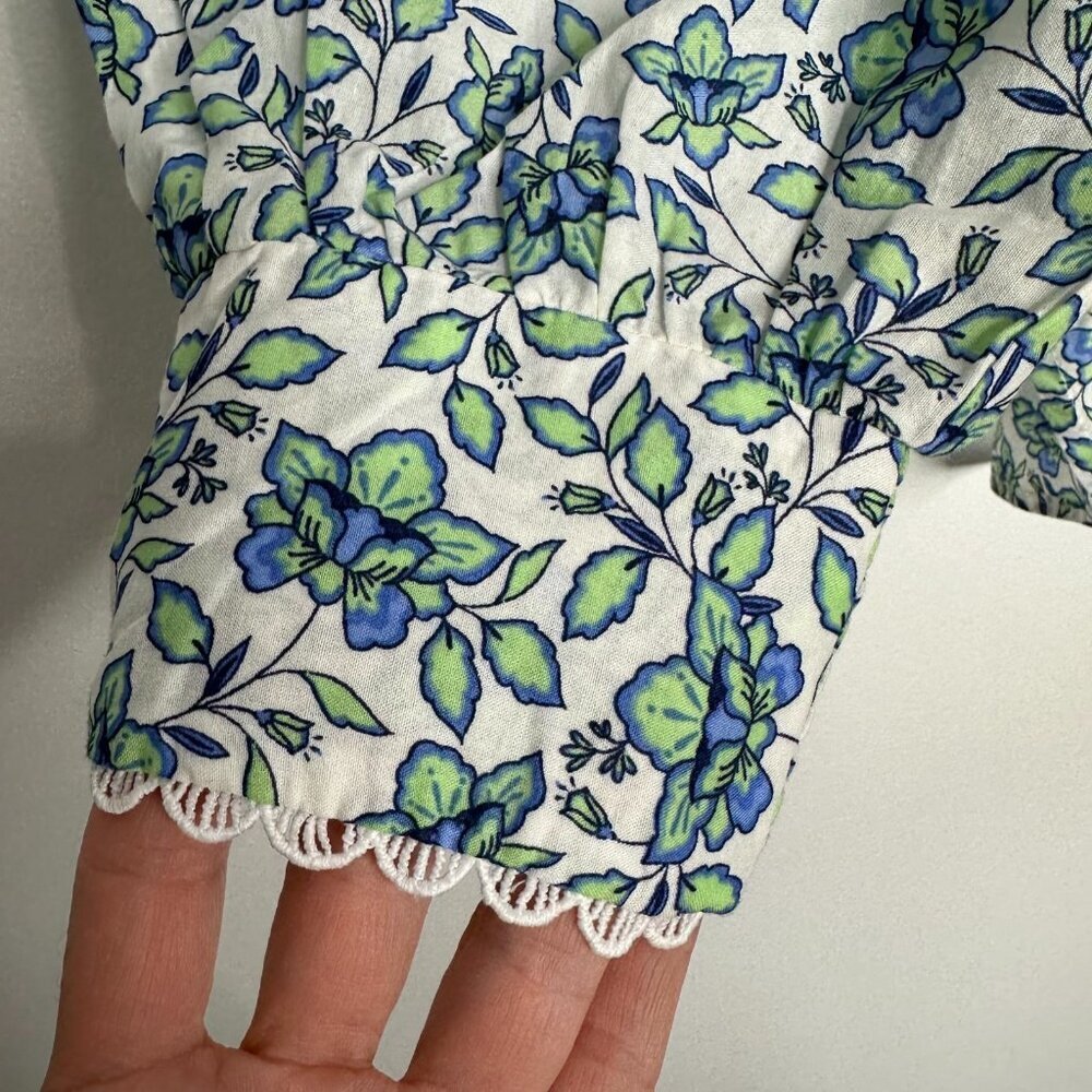Talbots Lace Trim Top Floral Sz XL Petite Button‎ Up - Picture 10 of 11